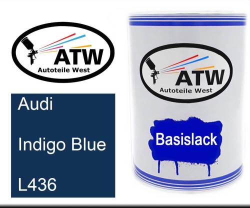 Audi, Indigo Blue, L436: 500ml Lackdose, von ATW Autoteile West.